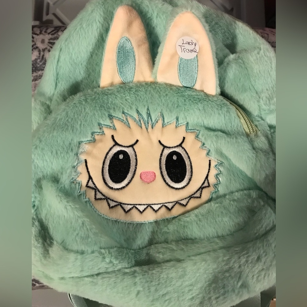Labubu Kids Plush Monster Backpack - Mint Green